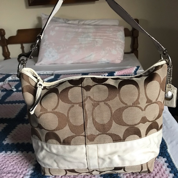 coach signature stripe hobo bag